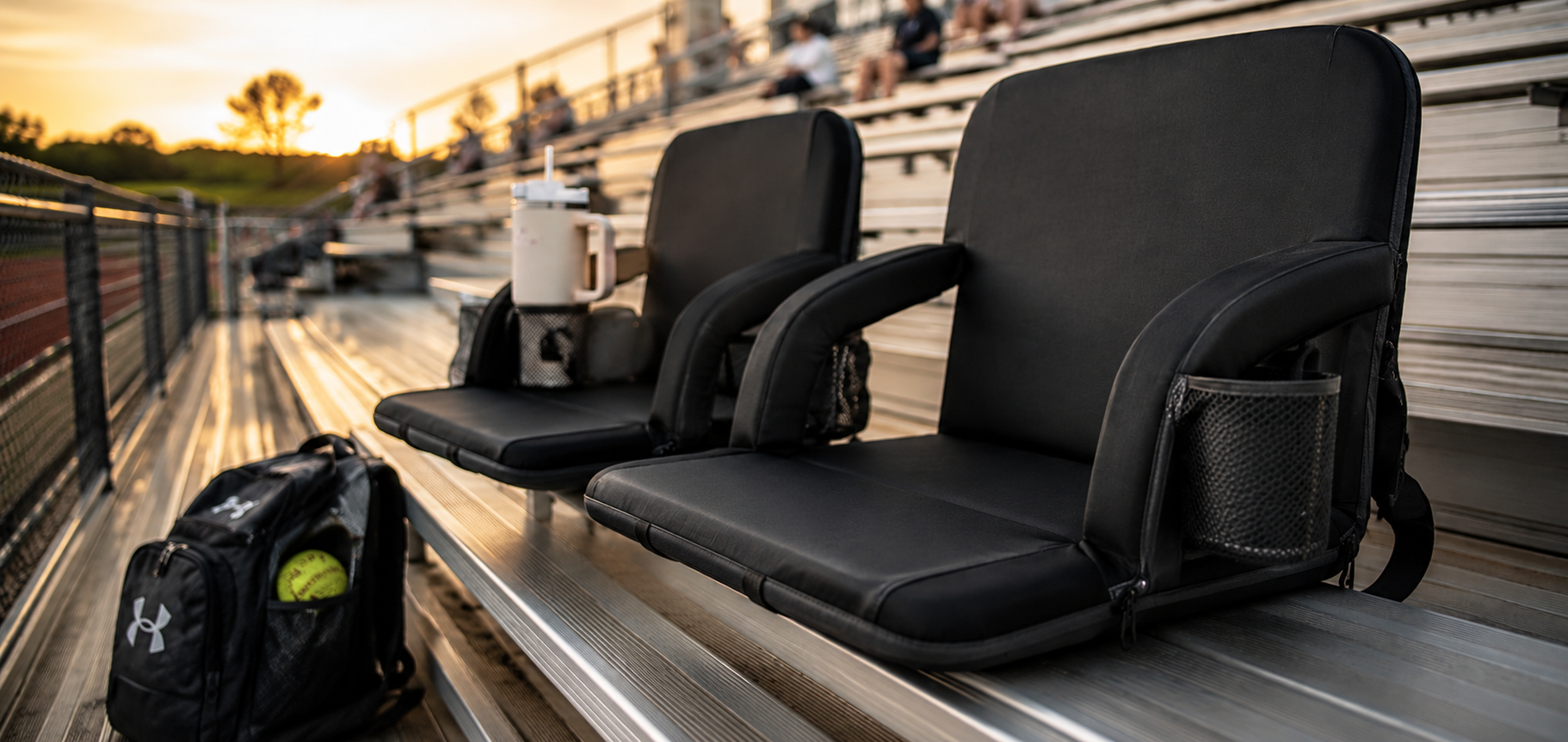 Heated stadium seat for sports moms
