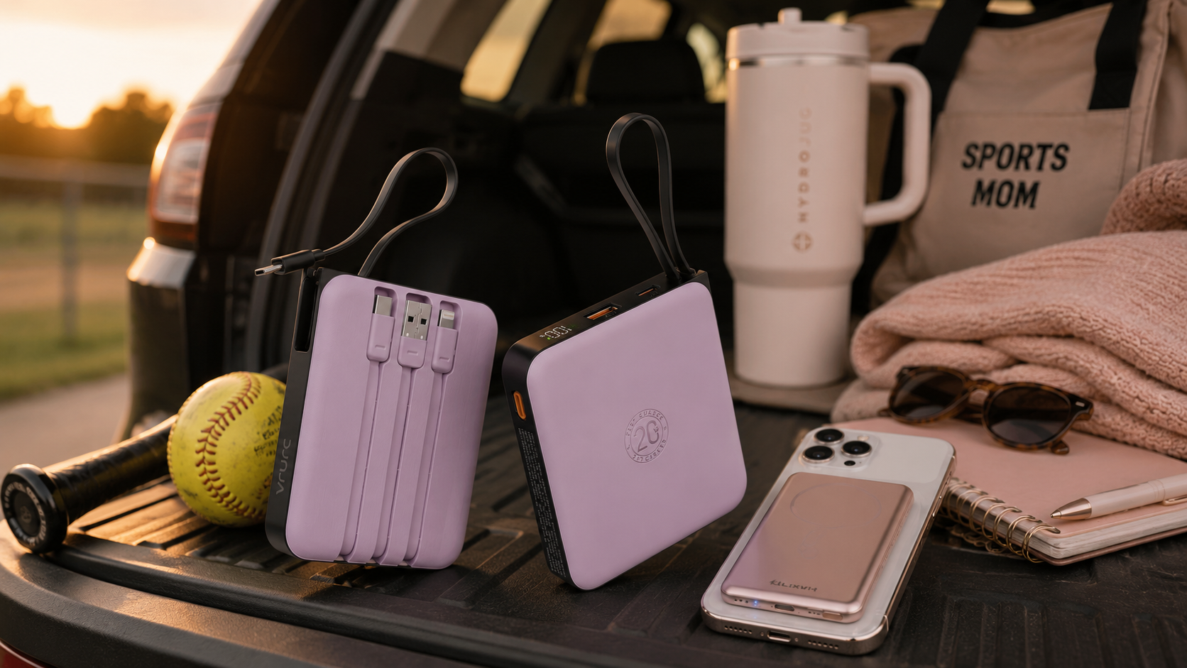 Sports mom portable chargers and game day essentials